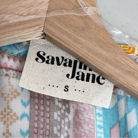 NWOT Savanna Jane Aztec Western Boho Sz S Long-Sleeve Blouse - Picture 9 of 10